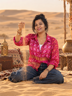 Handmade Bandhani Gharchola Silk Shirt (Rani Pink)