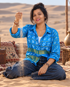 Handmade Bandhani Gharchola Silk Shirt (Sky Blue)