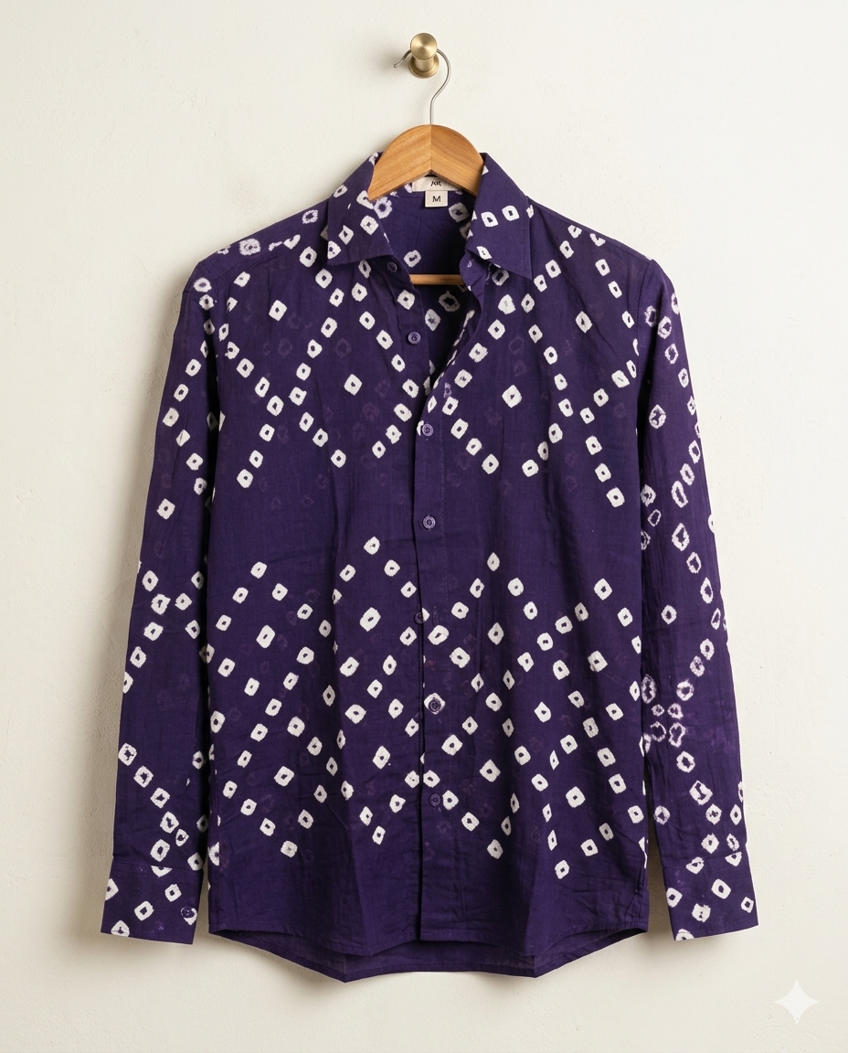 Jamuni Handmade Bandhani Shirt (Purple)