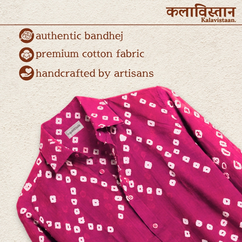 Rani Handmade Bandhani Shirt (Pink)
