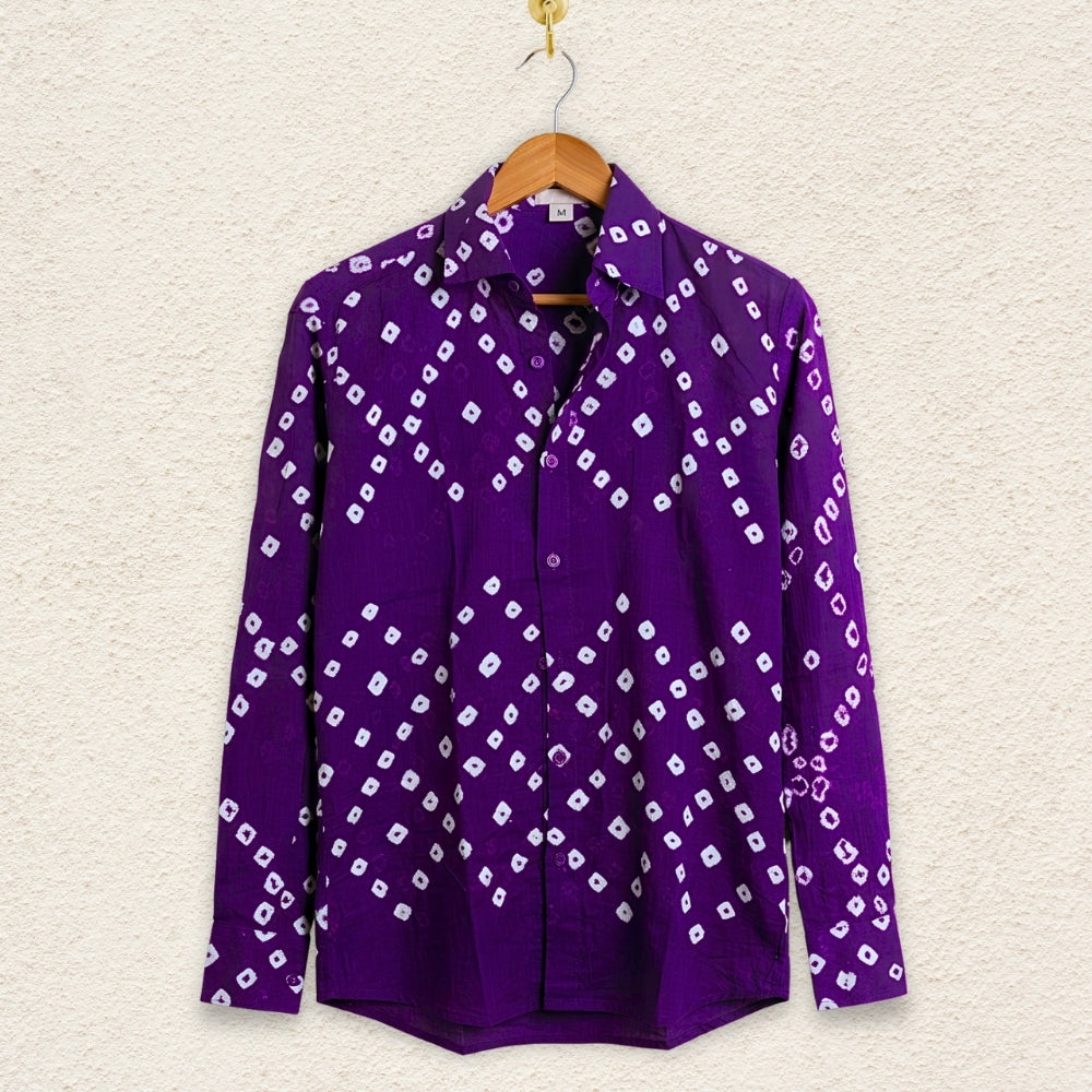 Jamuni Handmade Bandhani Shirt (Purple)