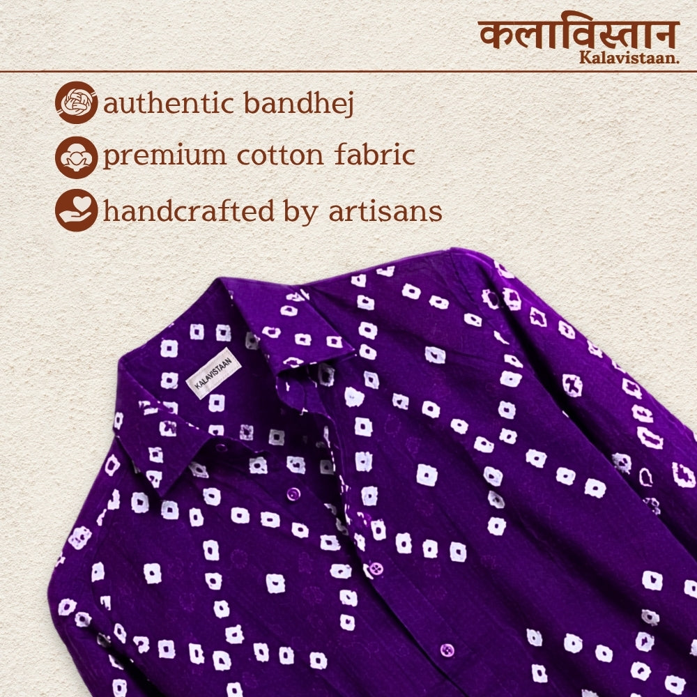 Jamuni Handmade Bandhani Shirt (Purple)
