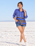 Handmade Bandhani Gharchola Silk Shirt (Royal Blue)