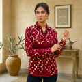 Gehera Laal Handmade Bandhani Shirt (Maroon)