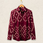 Gehera Laal Handmade Bandhani Shirt (Maroon)