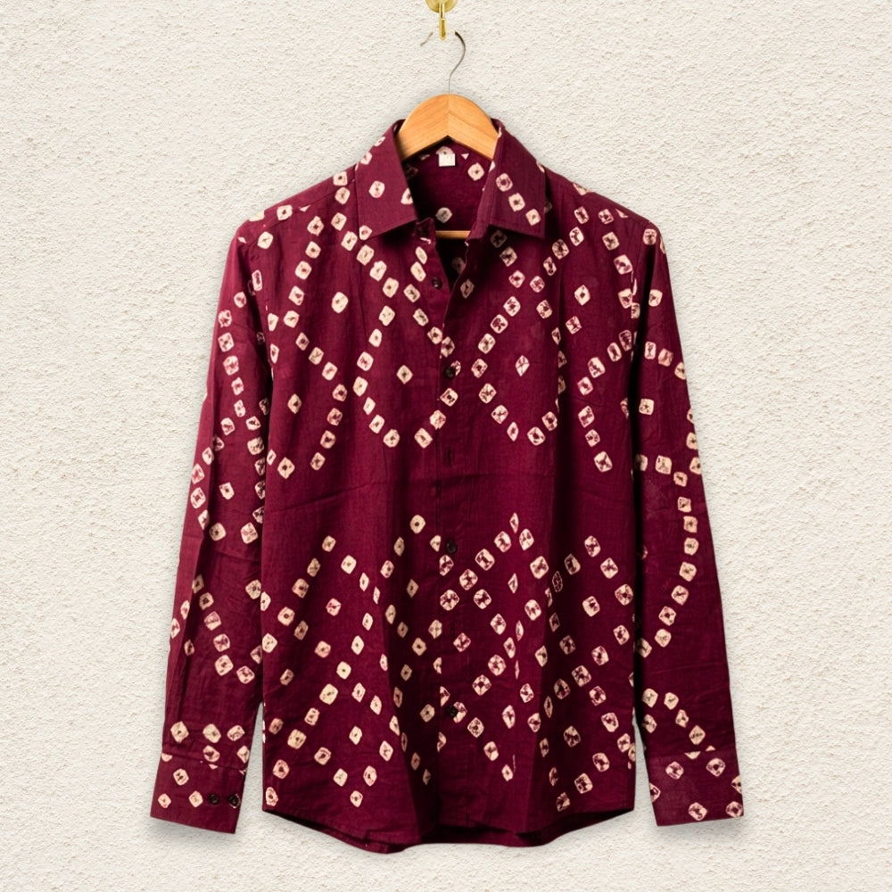 Gehera Laal Handmade Bandhani Shirt (Maroon)
