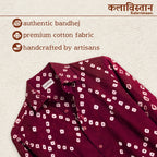 Gehera Laal Handmade Bandhani Shirt (Maroon)