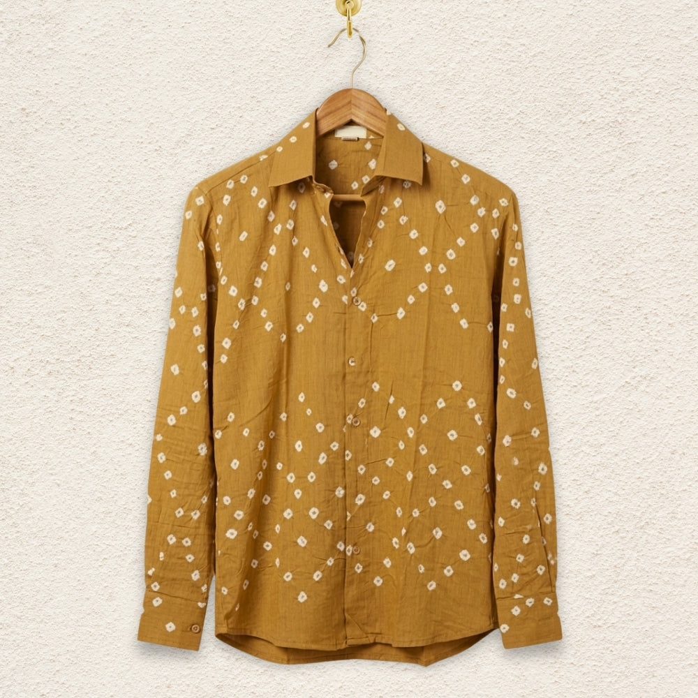 Haldi Handmade Bandhani Shirt (Mustard)