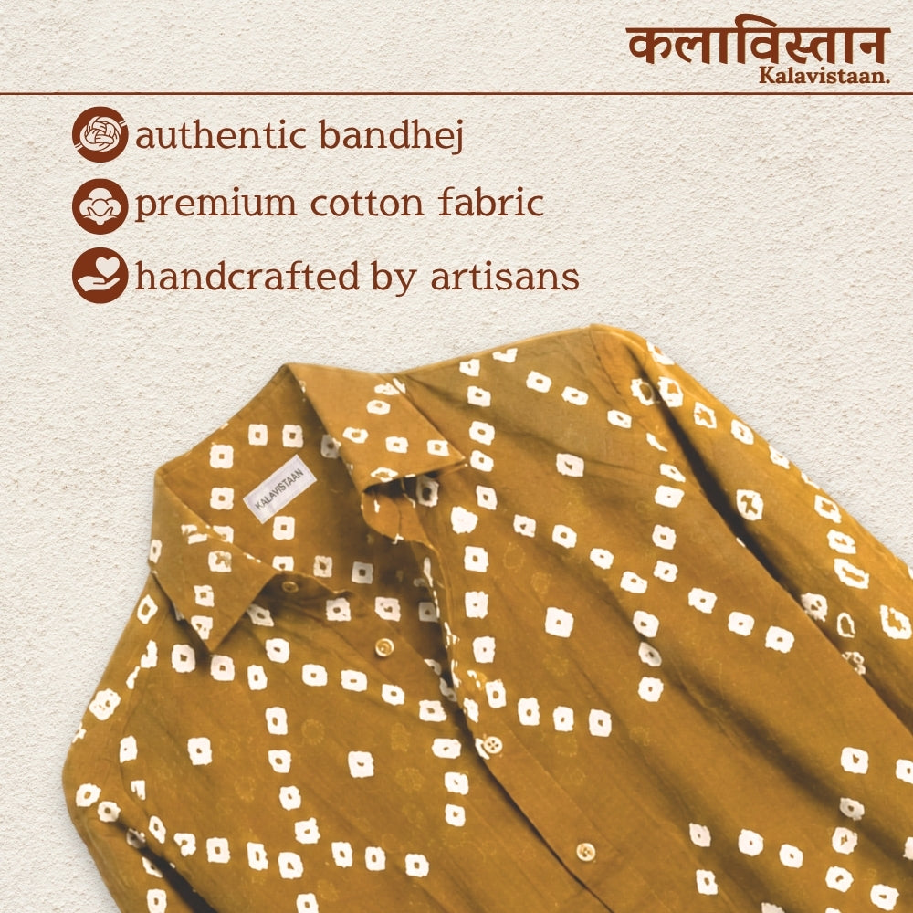 Haldi Handmade Bandhani Shirt (Mustard)