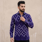 Neela Handmade Bandhani Shirt (Navy Blue)