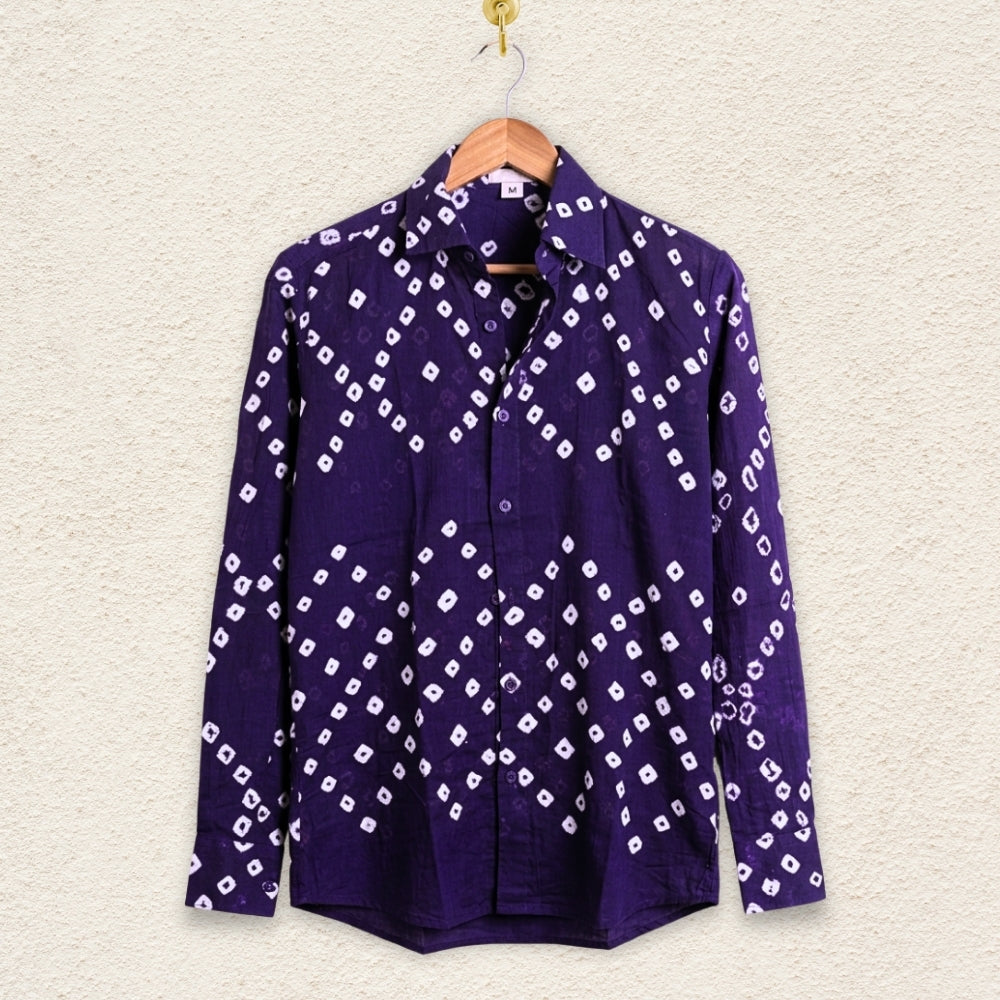 Neela Handmade Bandhani Shirt (Navy Blue)