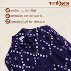 Neela Handmade Bandhani Shirt (Navy Blue)