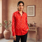 Narangi Handmade Bandhani Shirt (Orange)