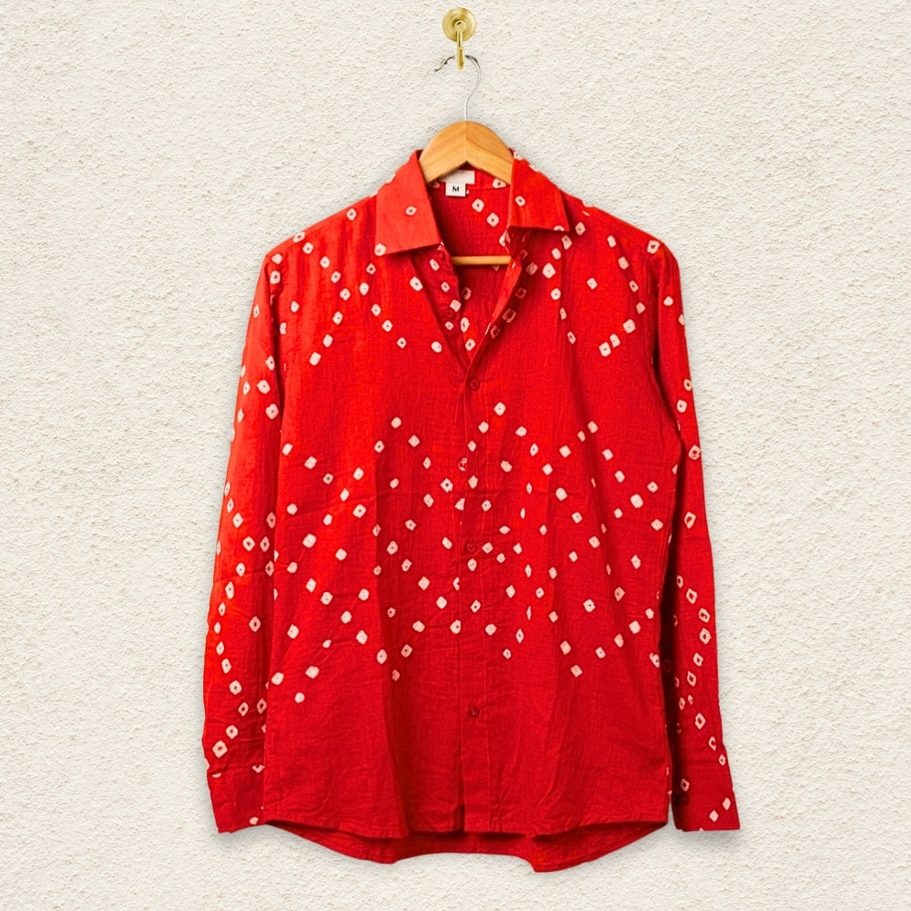 Narangi Handmade Bandhani Shirt (Orange)
