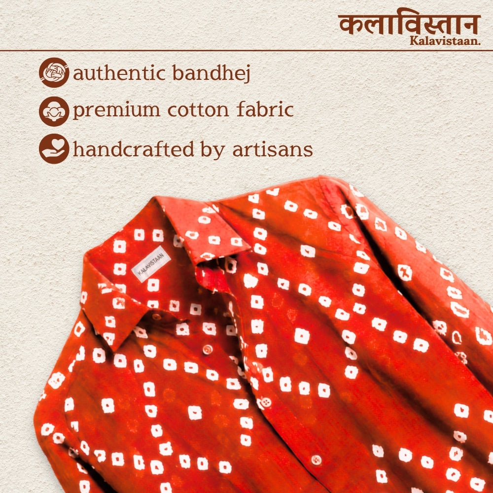 Narangi Handmade Bandhani Shirt (Orange)