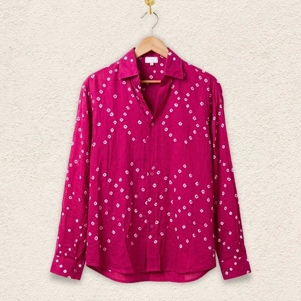 Rani Handmade Bandhani Shirt (Pink)