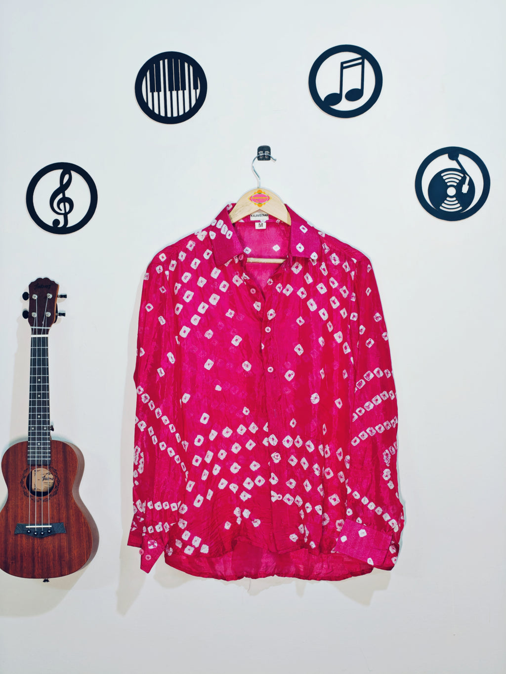 Soft Silk Hand Bandhani Shirt Pink