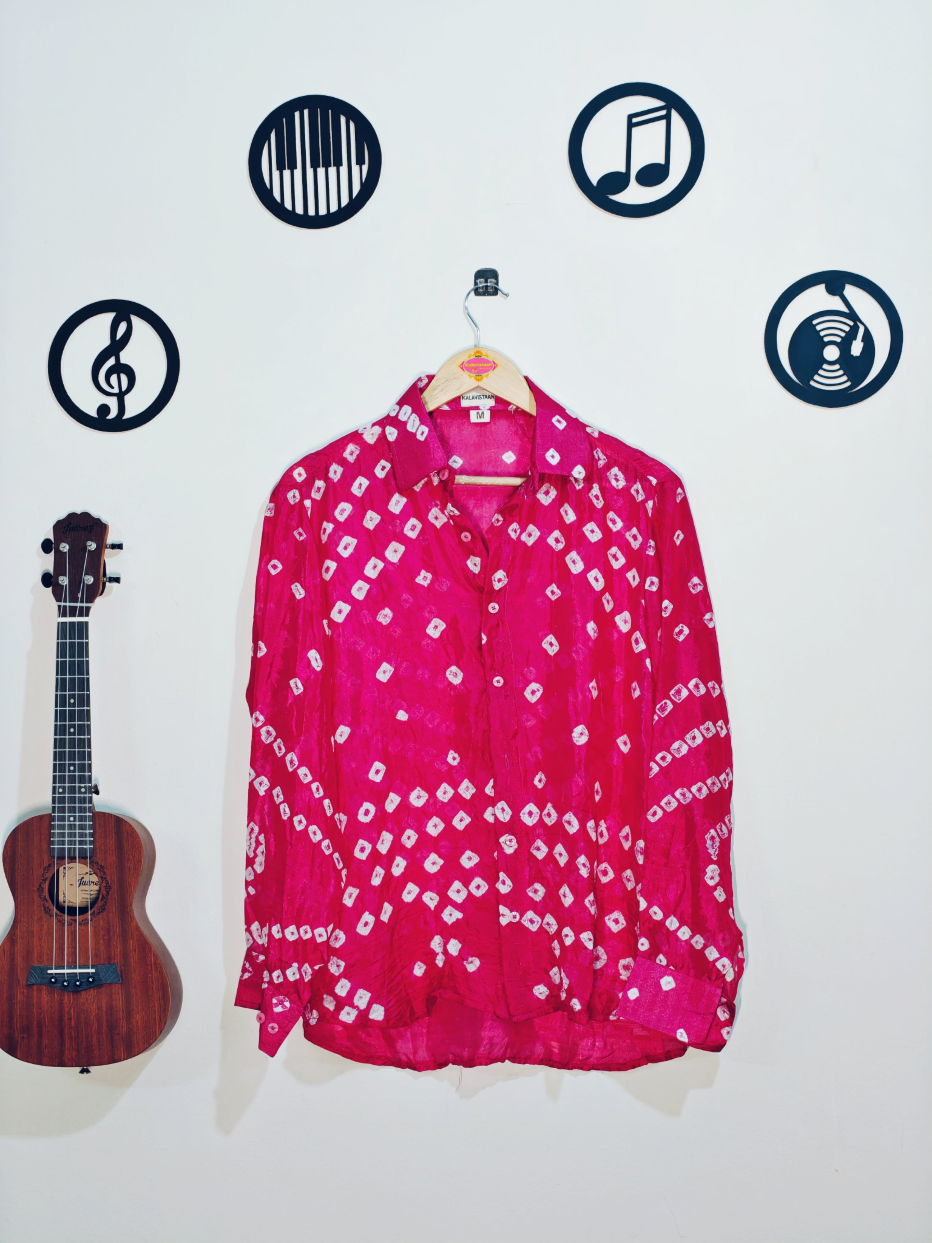 Soft Silk Hand Bandhani Shirt Pink