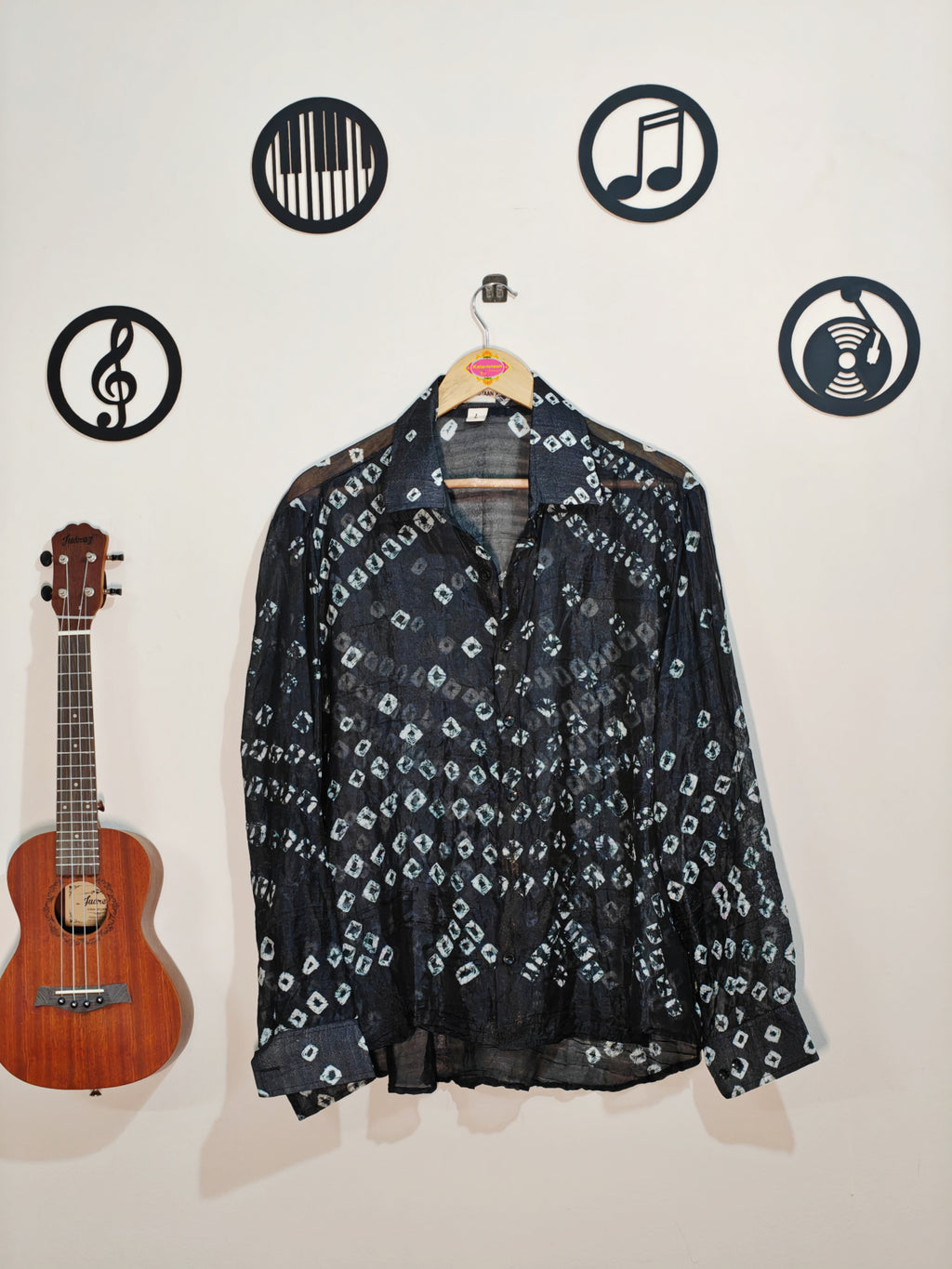 Soft Silk Hand Bandhani Shirt Black