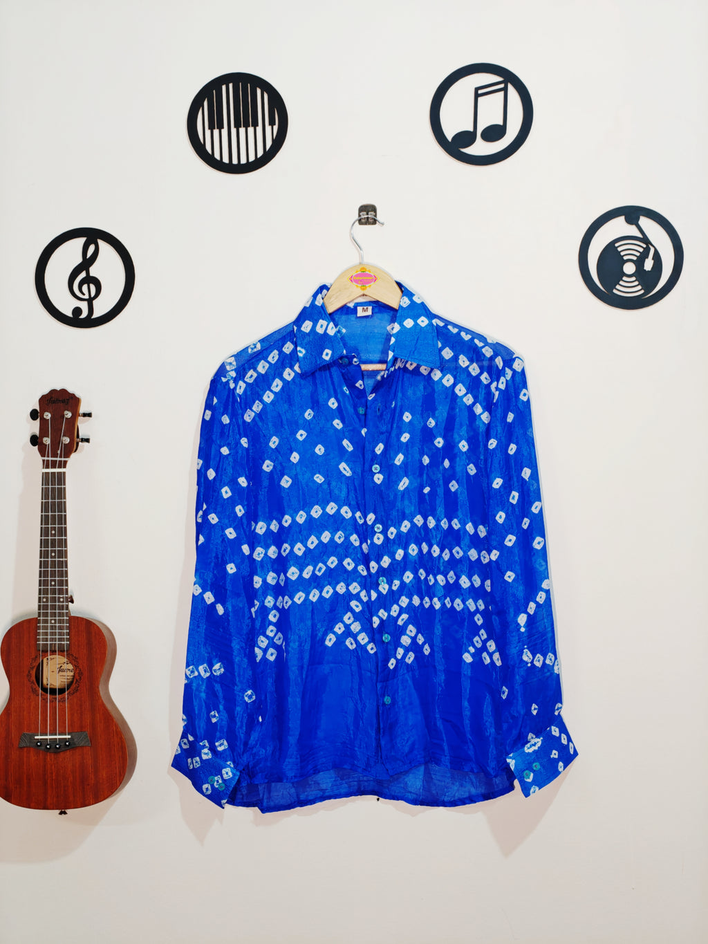 Soft Silk Hand Bandhani Shirt Royal Blue