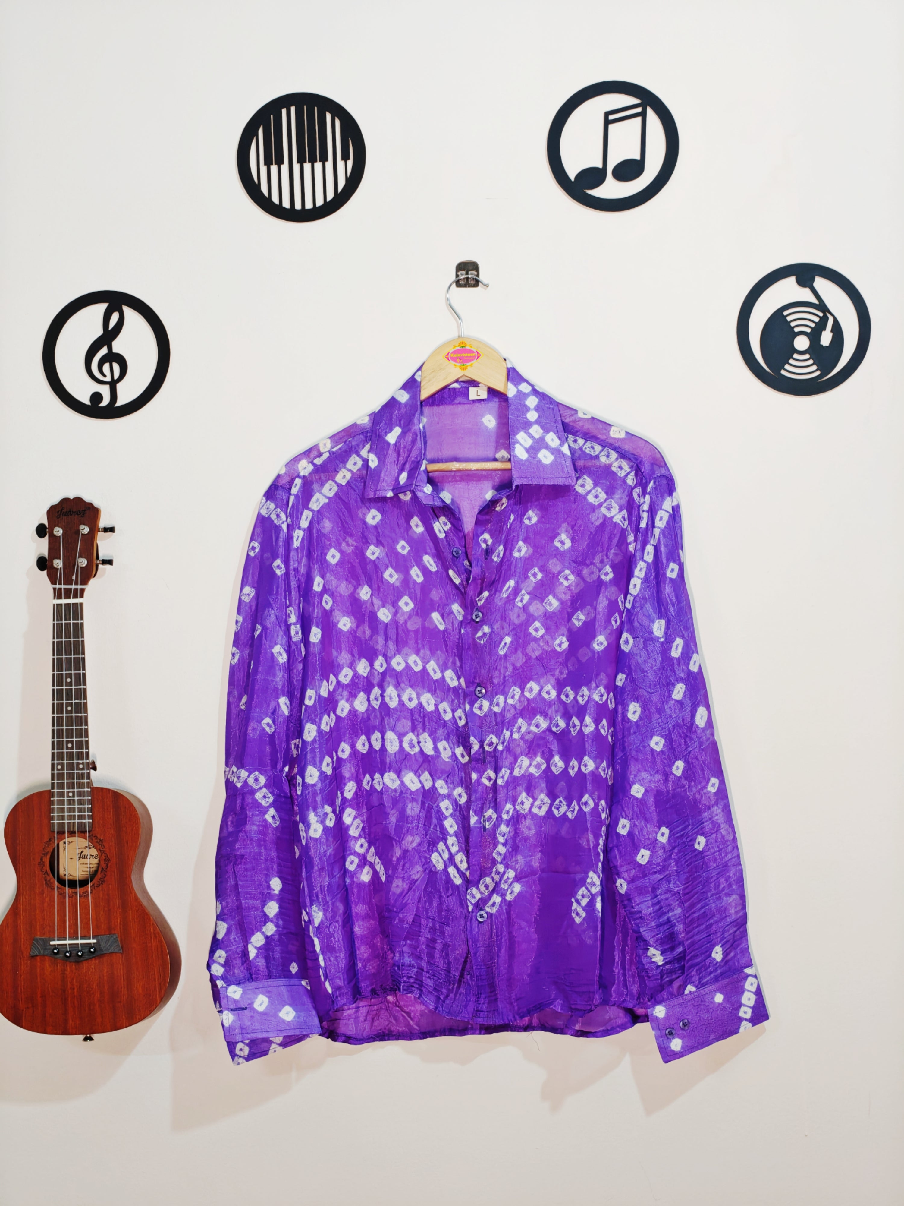Soft Silk Hand Bandhani Shirt Purple