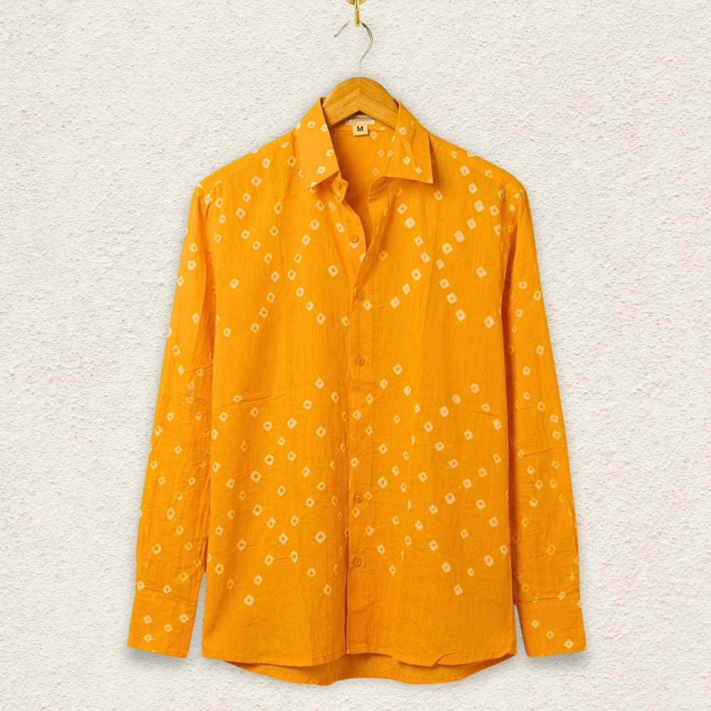 Peela Handmade Bandhani Shirt (Yellow)