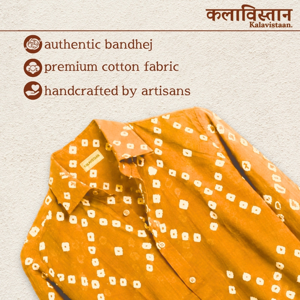 Peela Handmade Bandhani Shirt (Yellow)